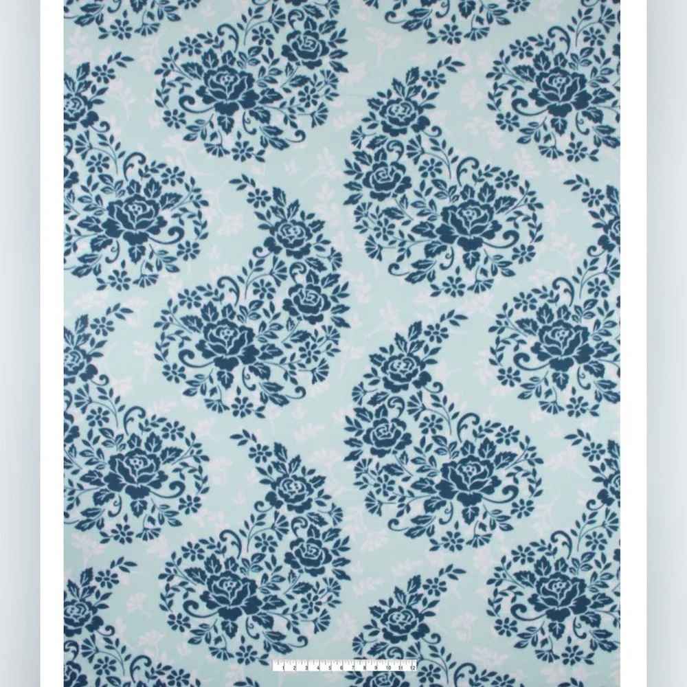 Blue Paisley No Sew Fleece Blanket 72” Wide